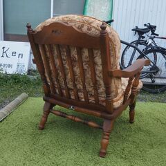 ①ヴィンテージ 柏木工 1人掛けソファ 飛騨家具 キツツキマーク 花柄 レトロ チェア 椅子 いす イス　/TJ-2398 2F南の画像