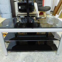 ガラス テレビ台 ブラック 幅約85cm 3段 TVボード