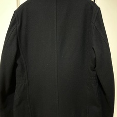 【ウールピーコート】メンズ Mサイズ　グリーンレーベル　ダブルブレスト黒ブラックの画像