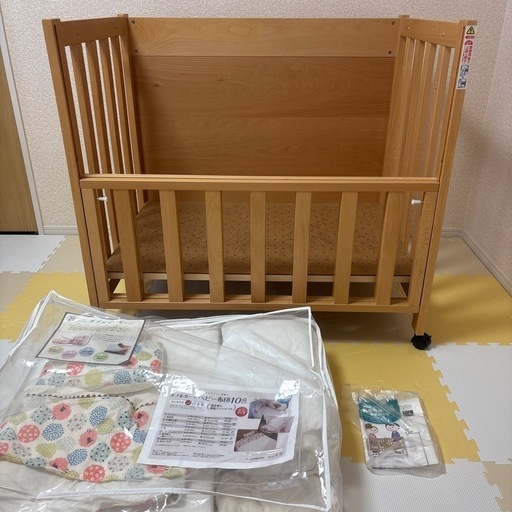 【売買済】【美品】【値下げ】日本製 5way ベビーベッド 長く使える 「ミニベッド＆デスク ベビーベット デスク ベビーサークル パソコンデスク キッズデスク ベビーサークル 収納棚 石崎家具