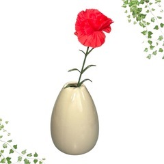 【未使用】卵型陶器花瓶❤小型　フラワースタンド　クリームグレー