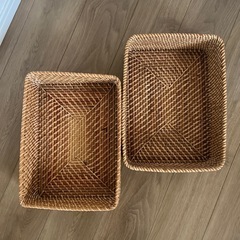 無印良品　重なるラタン　バスケット　ボックス　まとめ売り　長方形の画像