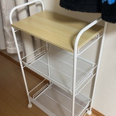 ニトリ　キッチンワゴン　木目調天板