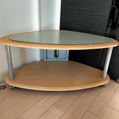 【美品/ELECOM/キャスター・収納付きテレビ台/ナチュラル】