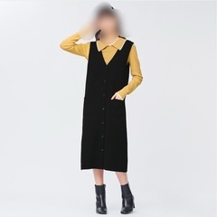 【新品】GU ミラノリブニットジャンパードレス　M