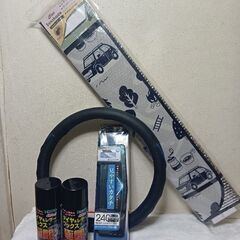 カー用品　サンシェード＆ハンドルカバー＆スモークミラー＆タイヤク...