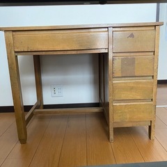 ①昭和レトロ　木製机　片袖机　机　古家具　インテリア　家具