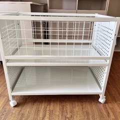 美品★ディノス　頑丈押し入れ収納ワゴン ホワイト幅45 白　キャ...