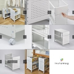 美品★ディノス　頑丈押し入れ収納ワゴン ホワイト幅45 白　キャスター付の画像