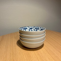 たち吉　青い花柄 陶器ボウル 4枚セットの画像