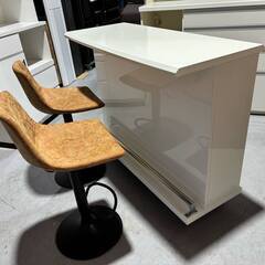 国産 高級 シギヤマバーカウンター＆バー椅子2脚セット、Used...
