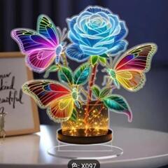 バラと蝶の♦3D ♥LEDランプ♥母の日♥卒業式♥バレンタイン♥誕生日♦1点のみの画像