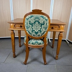 英国　アンティーク調  書斎机 作業机 デスク テーブル ナチュラル　チェア　セットの画像