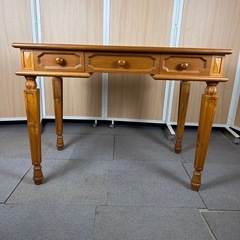 英国　アンティーク調  書斎机 作業机 デスク テーブル ナチュラル　チェア　セットの画像