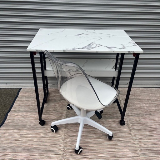 折りたたみデスク　デスク　テーブル　クリア　チェア　椅子　セット　まとめ