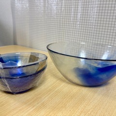  新品 彩流 ガラス 大鉢小鉢セットの画像