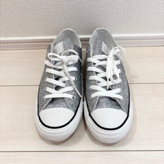 【24.5cm】CONVERSE グリッター ラメ シルバー ロ...