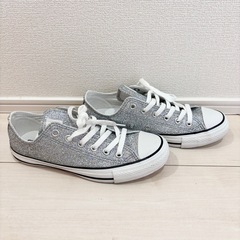 【24.5cm】CONVERSE グリッター ラメ シルバー ローカットの画像