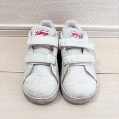 【16cm】アディダス スニーカー キッズ 白 ピンクの画像