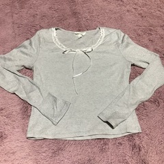 H&M カットソー　長袖　シルバーラメ　M 