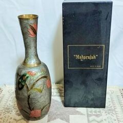 花瓶　マハラジャ　花器　瓶　壷　インド製　真鍮製　金属製　鳥柄　...