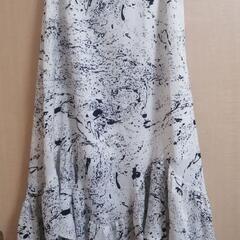 【美品】アシンメトリー　ラッフル　スカート　和柄　波　幾何学　個性的　フリル裾の画像