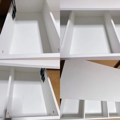 ホワイトリフトアップデスク 3分割収納ボックス インテリア 作業台 テーブル 白の画像