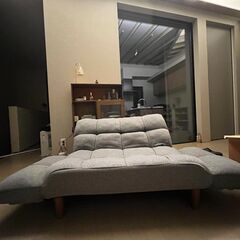 【リクライニング機能付き 2人掛けソファ】グレー｜4年使用｜シンプルで合わせやすいデザインの画像