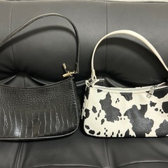 ハンドバッグ　2個セット　ショルダーバッグ  牛柄　カウ　クロコダイル