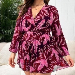 SHEIN Swim Curve プラス 熱帯風景プリント サプ...