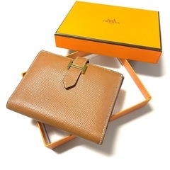 新品 HERMES エルメス べアン コンパクト ゴールド×ゴー...