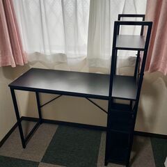 【棚付きパソコンデスク*5/15まで】Black：アイリスオーヤマ机
