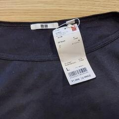 新品未使用タグ付き　ボートネックＴシャツ　黒　Ｌサイズの画像