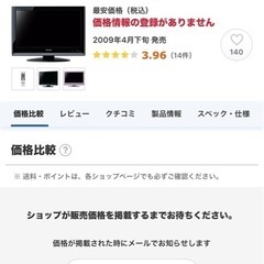 テレビ　22型　リモコン付きの画像