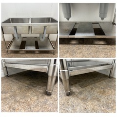 ステンレス　業務用　2層シンク流し台　厨房　飲食店　W１２００ｘD６００ｘH８００ｍｍの画像