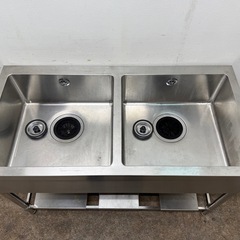 ステンレス　業務用　2層シンク流し台　厨房　飲食店　W１２００ｘD６００ｘH８００ｍｍの画像