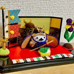 【1】つまみ細工　五月人形　シマエナガ　ケース付きの画像