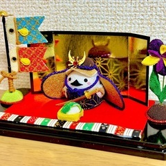 【1】つまみ細工　五月人形　シマエナガ　ケース付きの画像