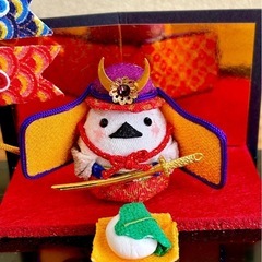 【2】つまみ細工　五月人形　シマエナガ　ケース付きの画像