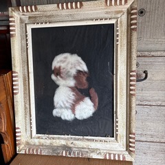 手芸品　犬　額縁