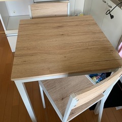 木目調 ダイニングテーブル2人掛け