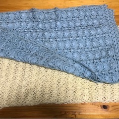 婦人用マフラー2点セット(水色・黄色)