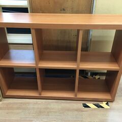 本棚　3列2段・ロータイプ　ブラウン　使用感有