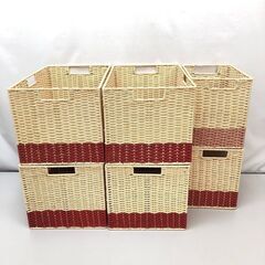 stp-3150　収納ボックス　6個セット　ナチュラル×赤　紐編...