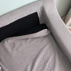 オットマン付きソファ　グレーの画像