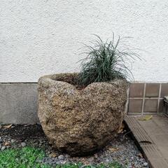 石の鉢　植え込み鉢　天然自然石　手彫り　　