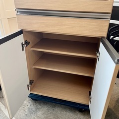 《売約済》【武蔵小山店】 レンジボード レンジ台 古賀家具 工業 60 モイス キッチン 収納 食器棚 棚 引出し ナチュラル 木製 フルオープンレール Nモビット の画像