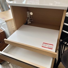 《売約済》【武蔵小山店】 レンジボード レンジ台 古賀家具 工業 60 モイス キッチン 収納 食器棚 棚 引出し ナチュラル 木製 フルオープンレール Nモビット の画像