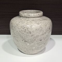 希少 秋吉台 古生代石灰岩 化石大理石 花器/花入/壺 紡錘虫/腕足貝 鶉ウズラの画像