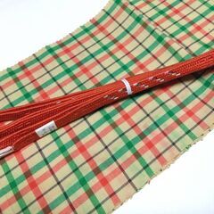 帯締め＆半襟　セット　オレジ　黄色　緑　普段着　紬　平組